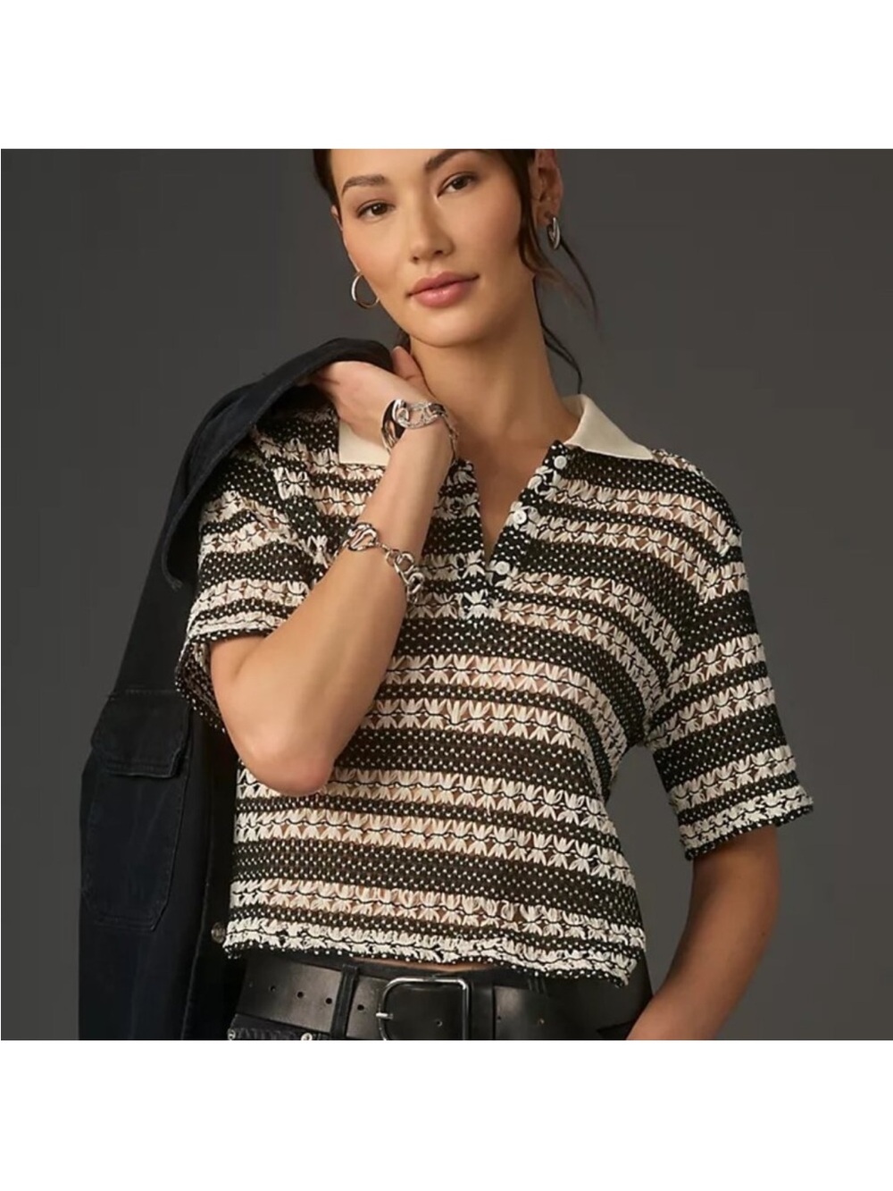 ANTHROPOLOGIE: NWOT CROCHET POLO TOP